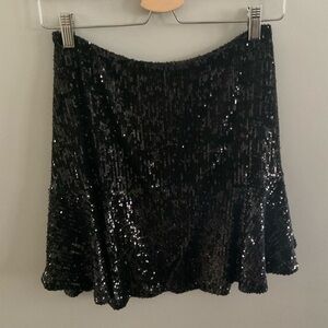 Free People Black Sequin A-Line Mini Skirt size small.